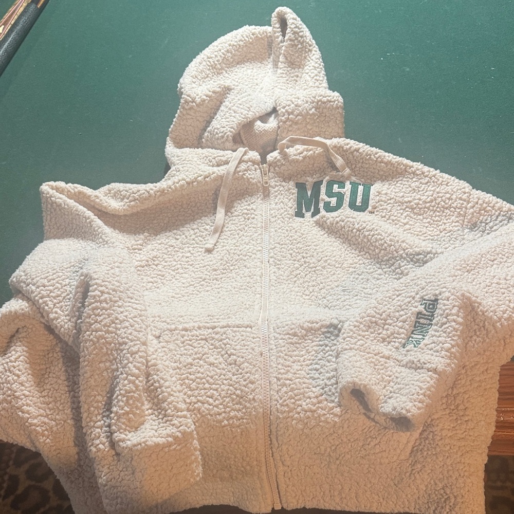 PINK Victoria's Secret Cream Sherpa Hoodie